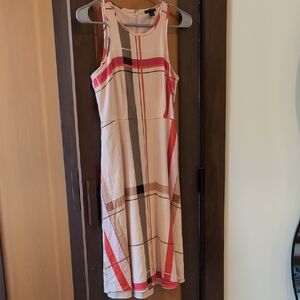 Ann Taylor Pink and Brown Striped Midi Dress